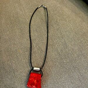 Silpada Sponge Coral Necklace Sterling Bead Black Leather Necklace 925